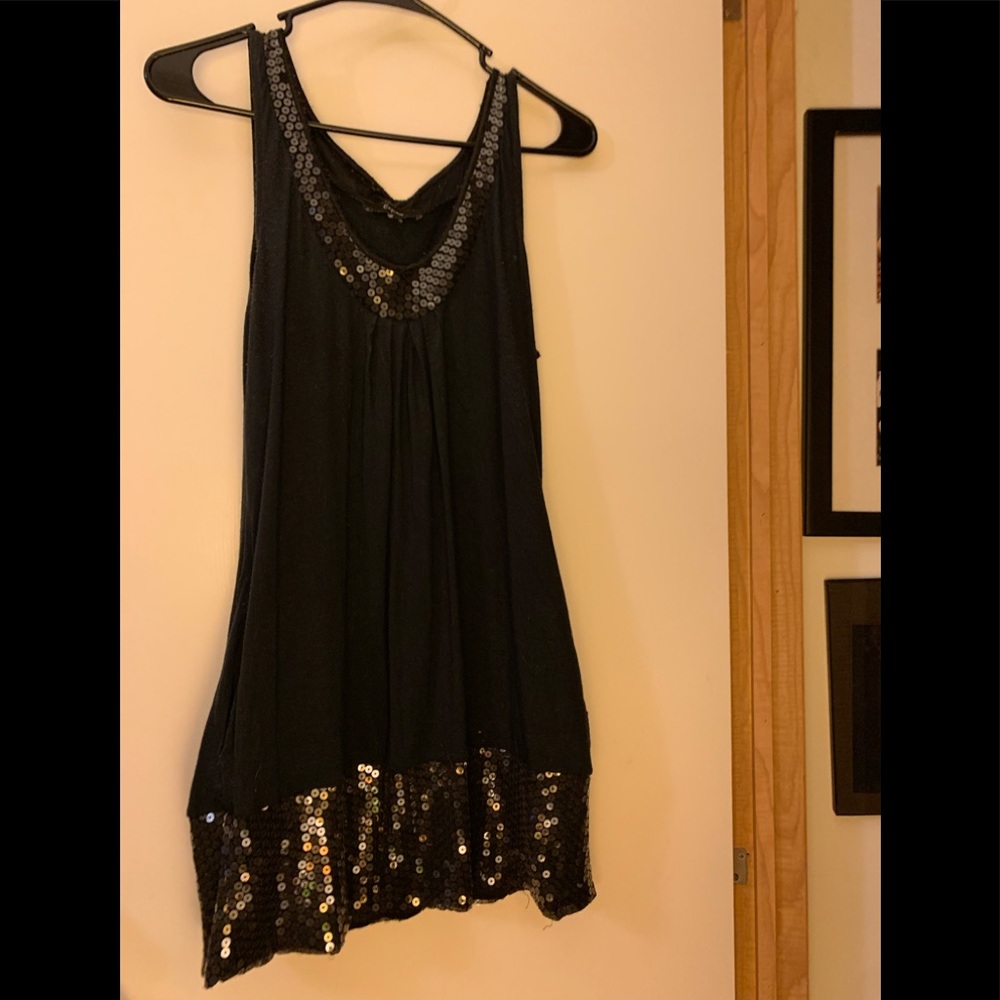 Beautiful Black Tank with Sequened Trim